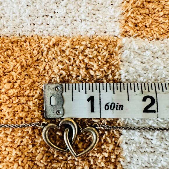 James Avery Double Heart Linked Necklace 925 Silver Adjustable Length 16-17-18 - Picture 5 of 7